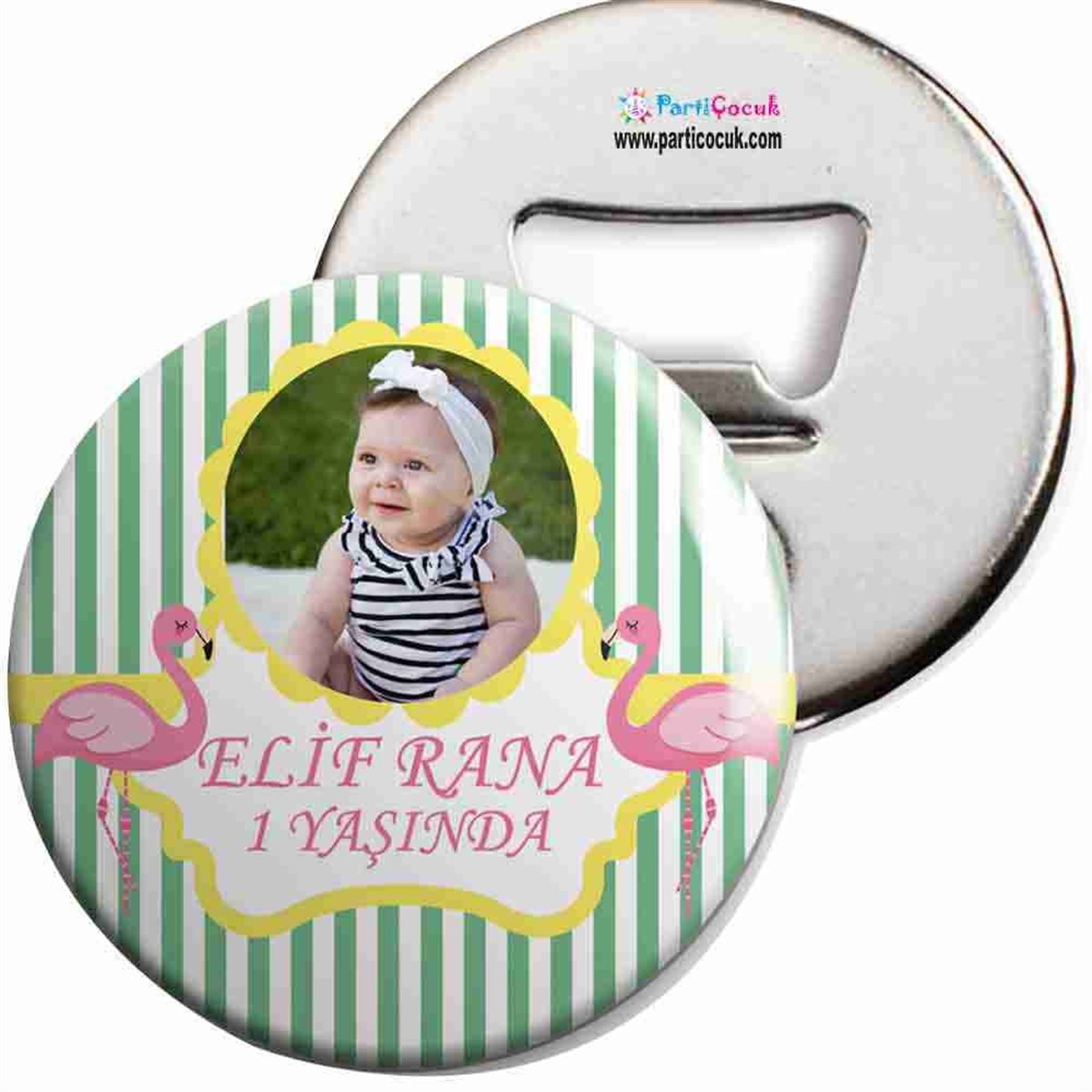 Doğum Günü Filamingolu Puantiyeli Açacaklı Magnet 