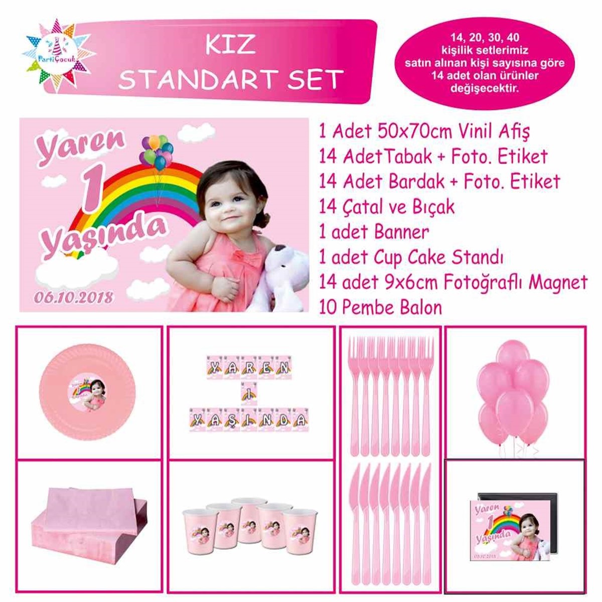 Doğum Günü Gökkuşağı Konsept Standart Set   
