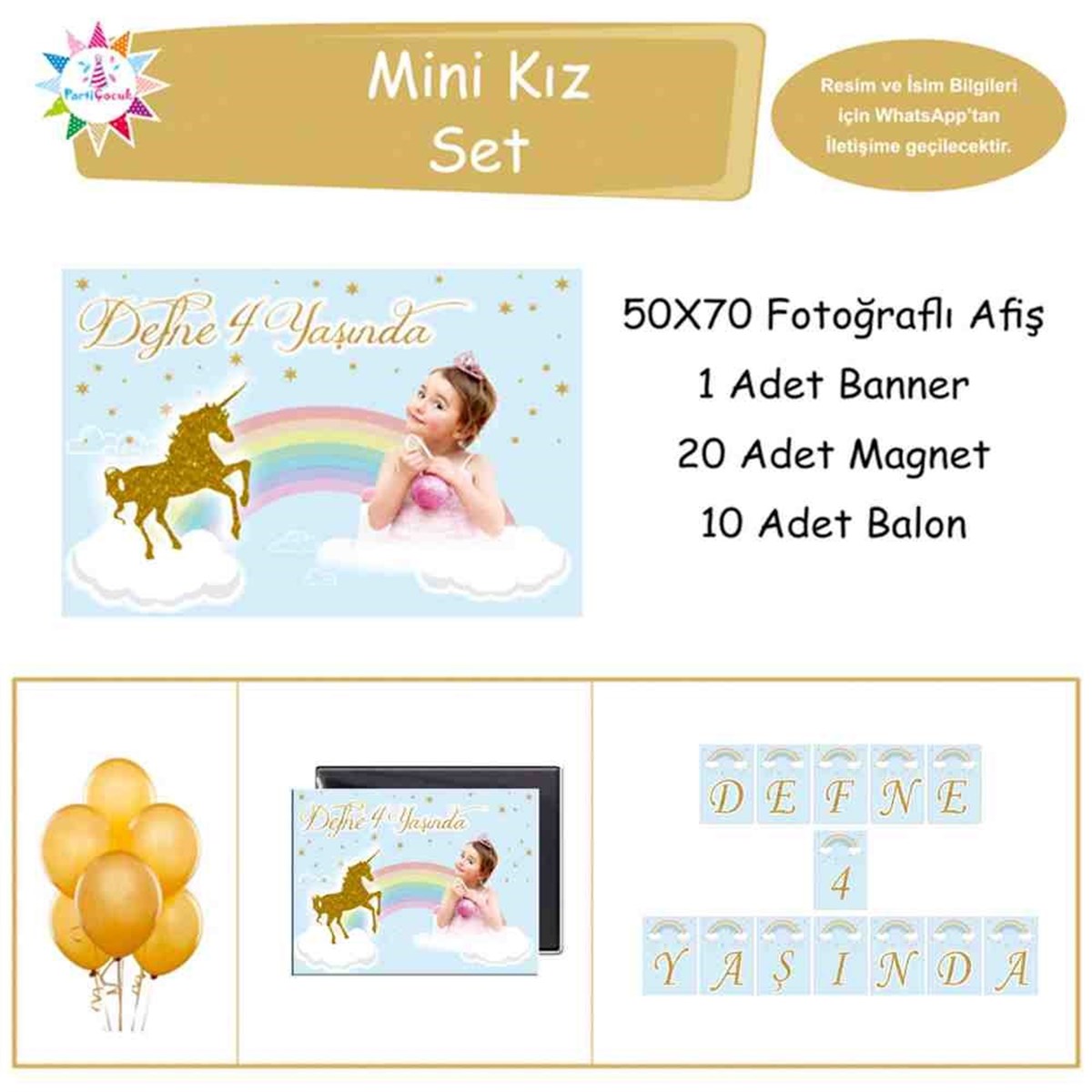 Doğum Günü  Gold Unicorn Konsept 