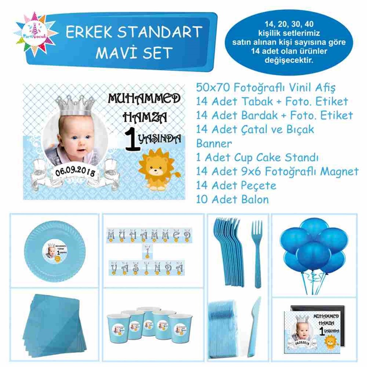 Doğum Günü Gümüş Aslanlı Konsept Standart Set 
