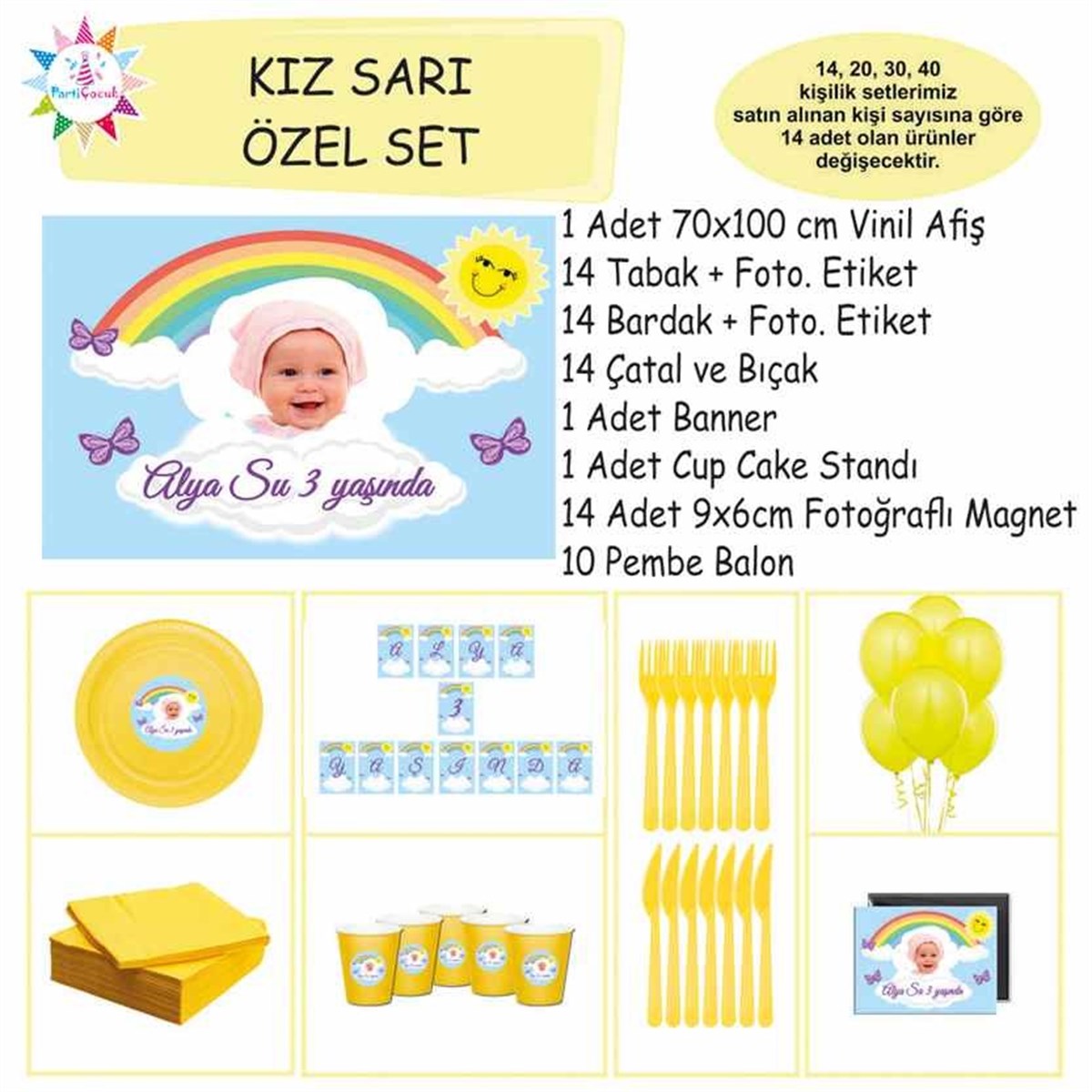 Doğum Günü Güneş Gökkuşağı Konsept Özel Set      