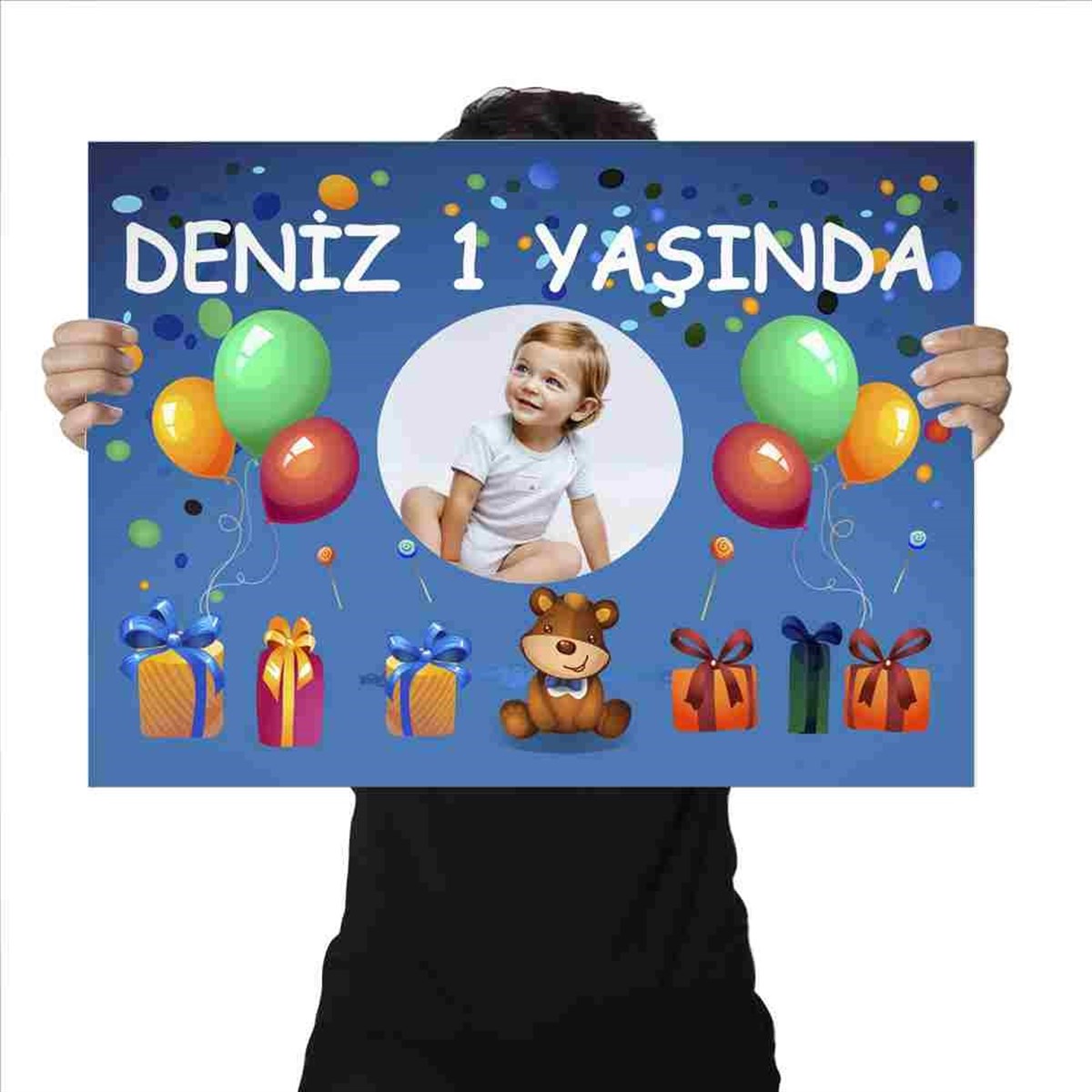 Doğum Günü Hediye Balonlu Afiş Konsepti Kişiye Özel  