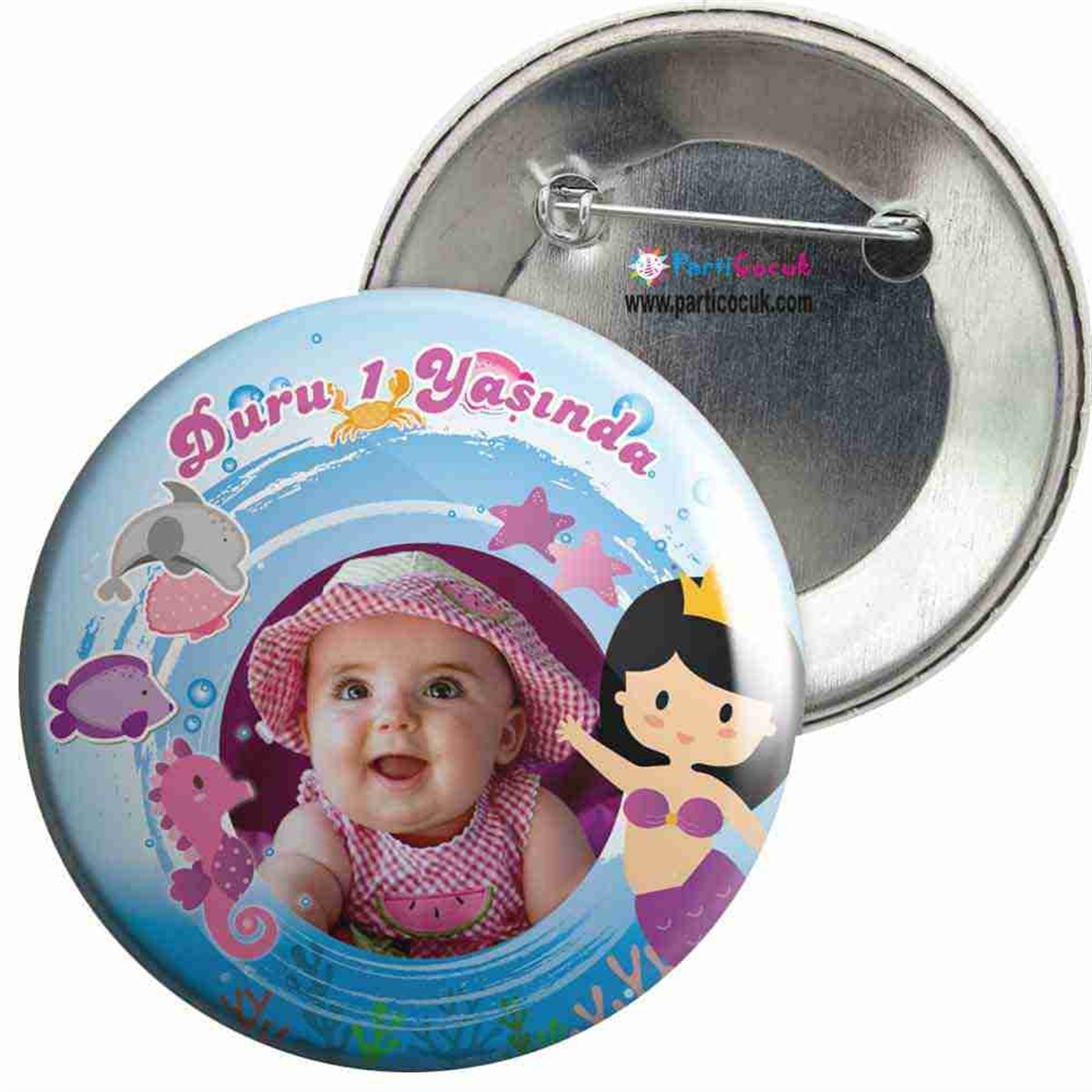 Doğum Günü İğneli Rozet Denizde Deniz kızı Konsept 