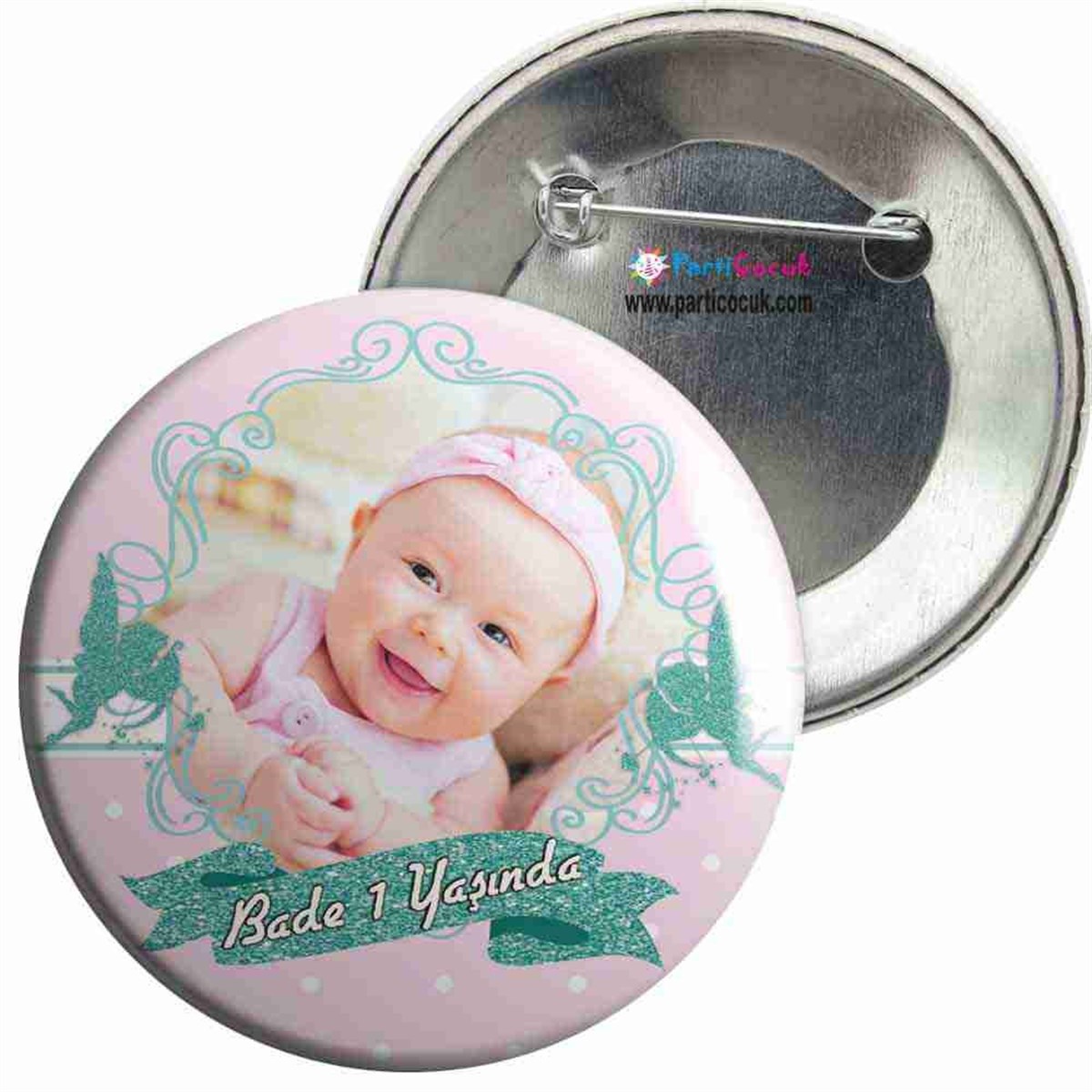 Doğum Günü İğneli Rozet Mint Melek Konsepti 