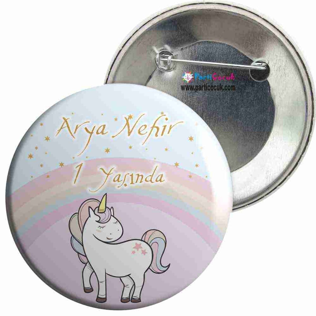 Doğum Günü İğneli Rozet Unicorn Konsept 
