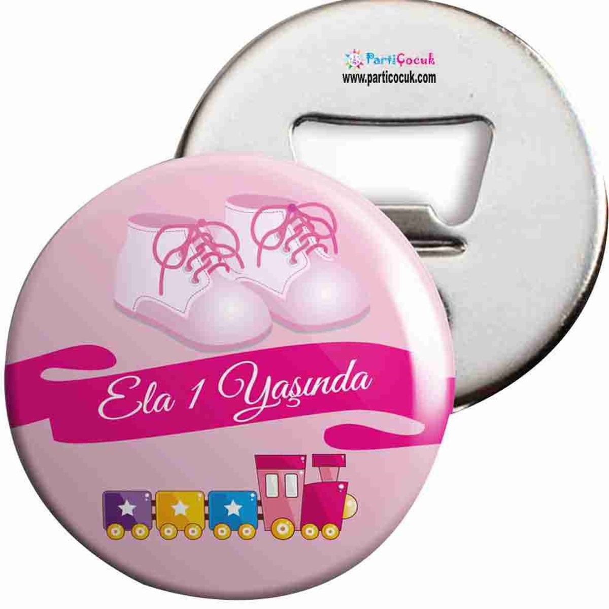 Doğum Günü İkiz Pembe Puantiyeli Ayıcıklı Açacaklı Magnet 