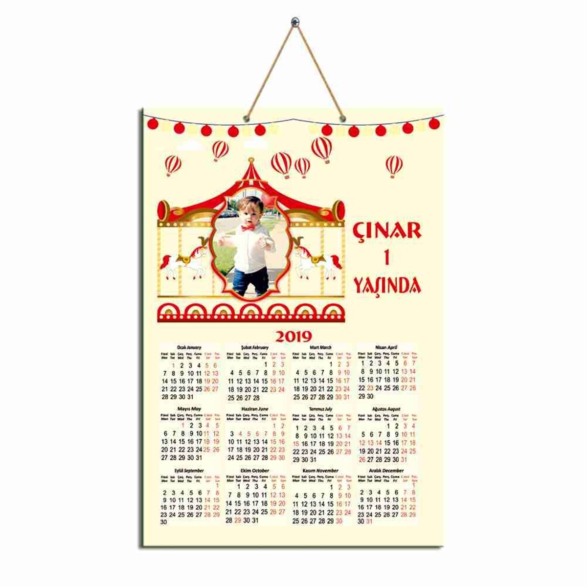 Doğum Günü Kırmızı Atlı Karınca Karton Takvim  