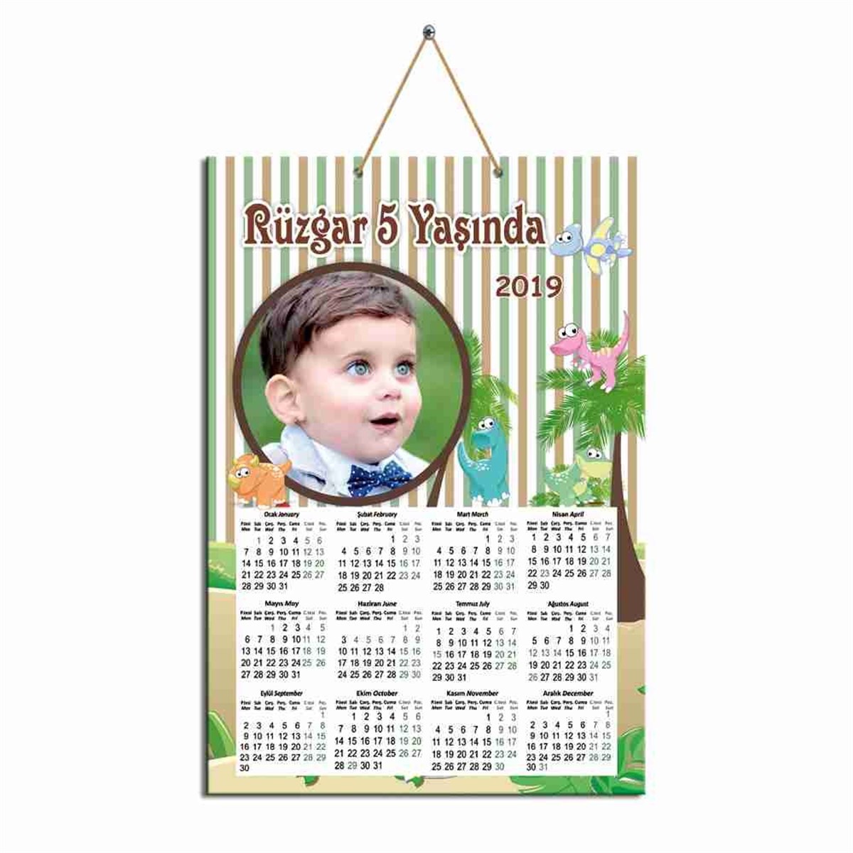 Doğum Günü Kişiye Özel Dinazor Karton Takvim  