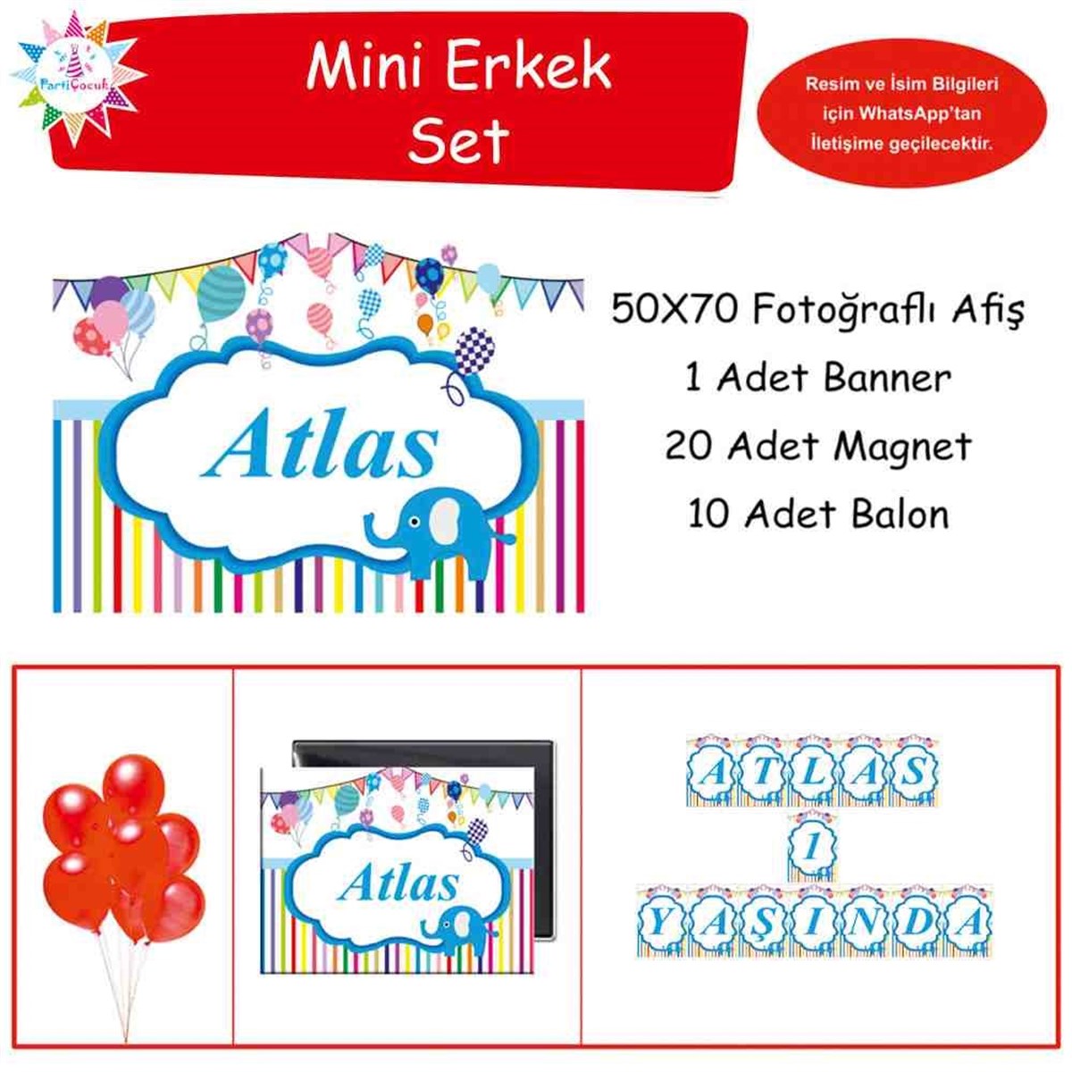Doğum Günü  Kişiye Özel Filli Balonlu Konsept Doğum Günü Paketi 
