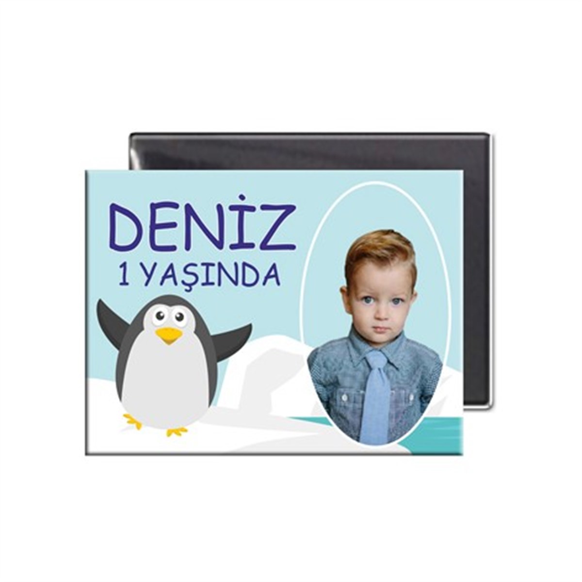 Doğum Günü Kişiye Özel Mavili Penguen Buzdolabı Magneti 