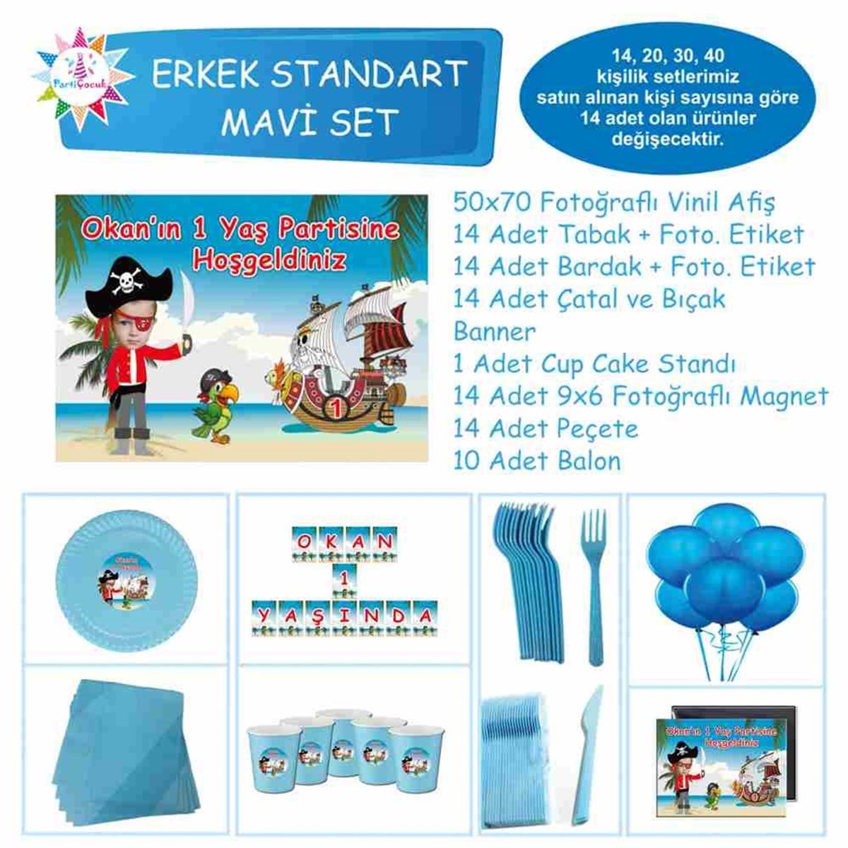 Doğum Günü Korsan Gemili Konsept Standart Set 