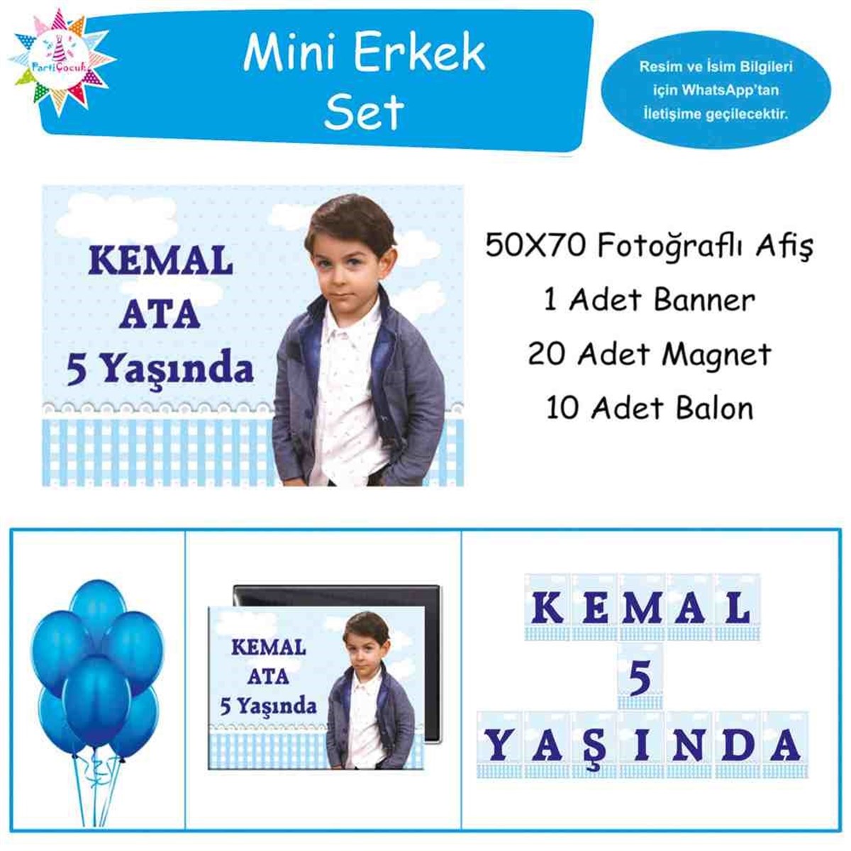 Doğum Günü  Mavi Bulutlu Sade Konsept Doğum Günü Paketi 