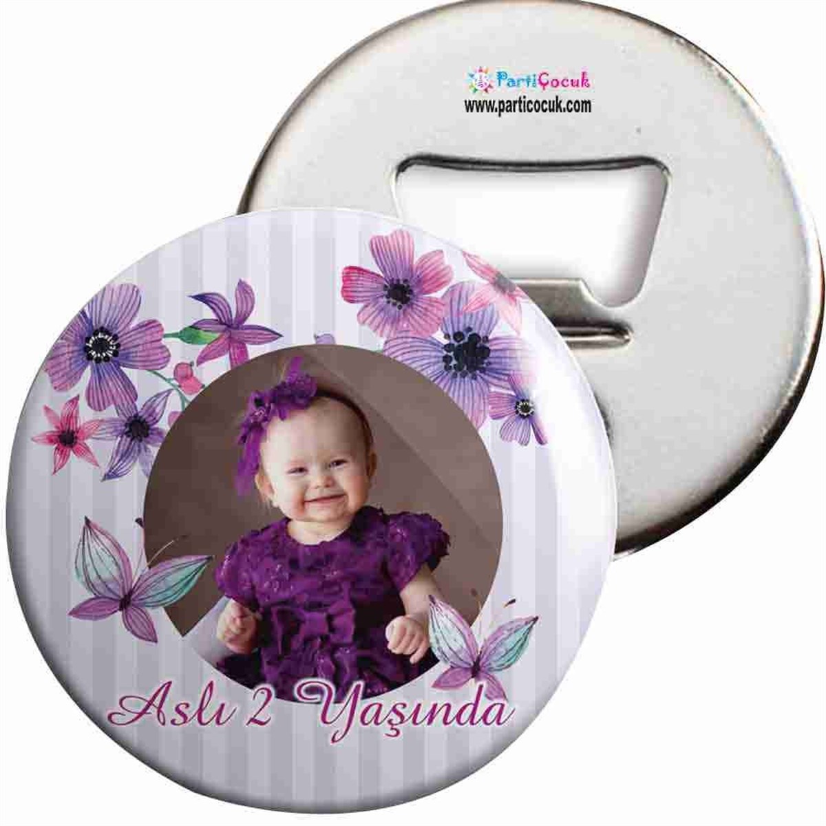Doğum Günü Mor Kelebek Açacaklı Magnet  