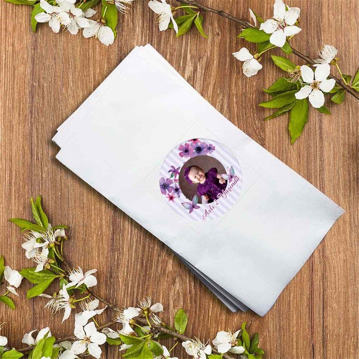 Doğum Günü Mor Kelebek Peçete  