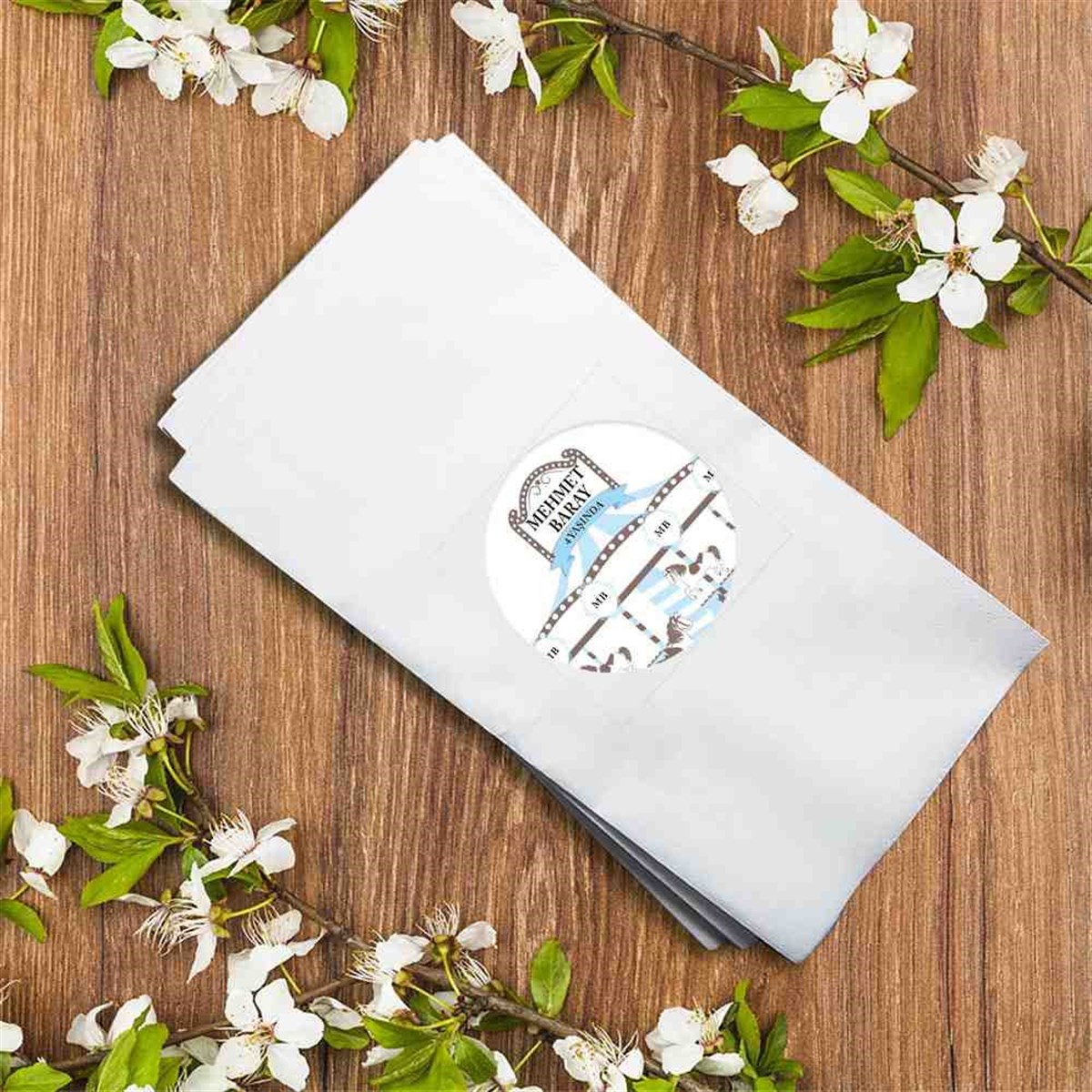 Doğum Günü Peçete Mavi Atlı Karınca Konsept Kişiye Özel  