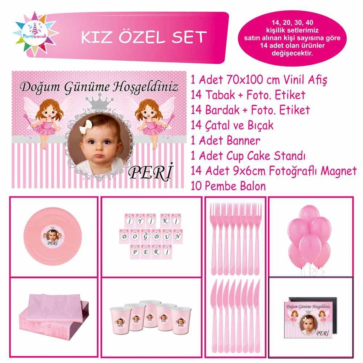 Doğum Günü Pembe Melek Konsept Özel Set 