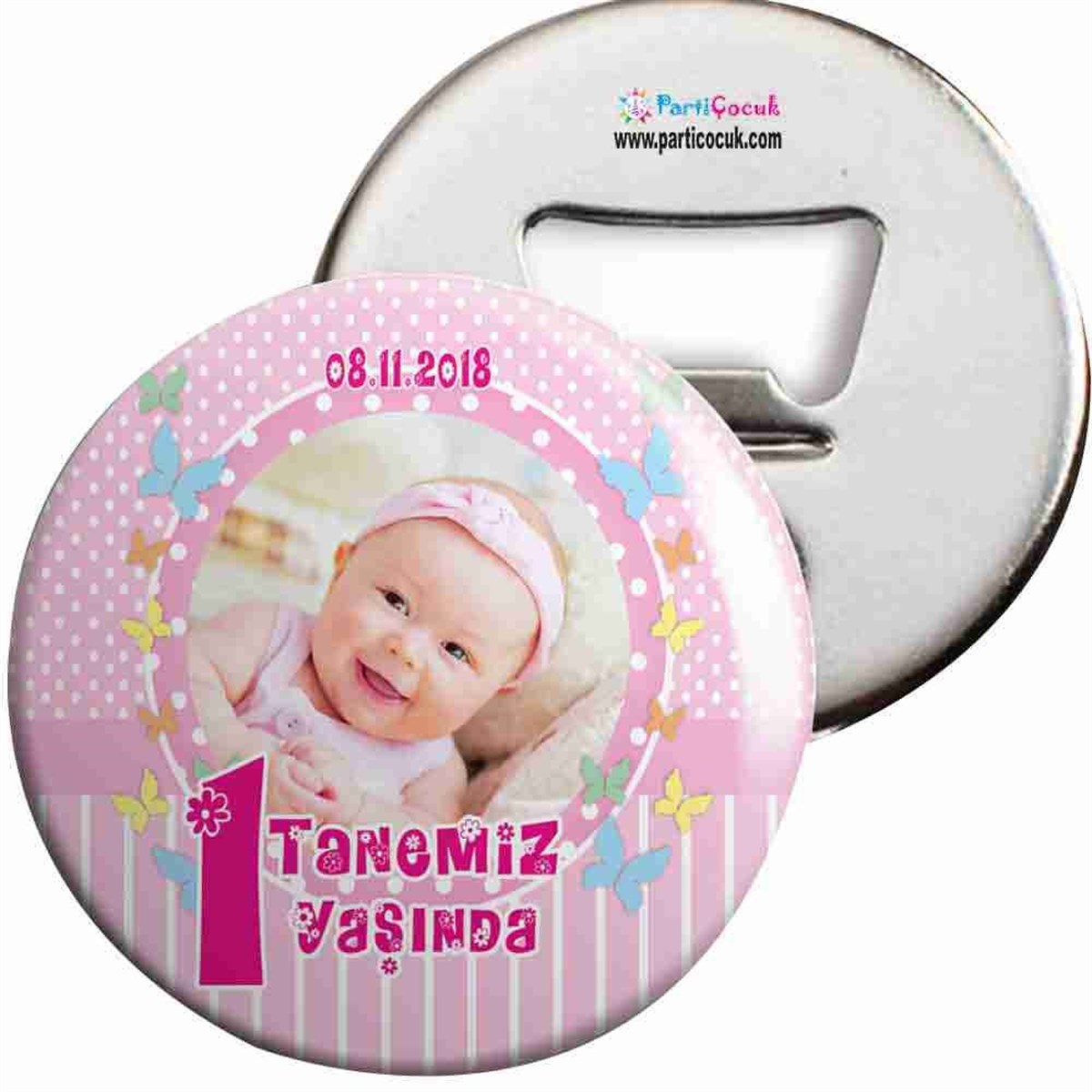 Doğum Günü Pembe Puantiyeli Açacaklı Magnet 