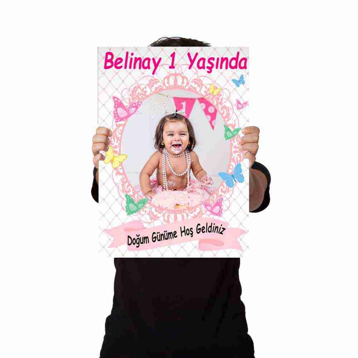 Doğum Günü Puantiyeli Renkli Kelebek Afişi 