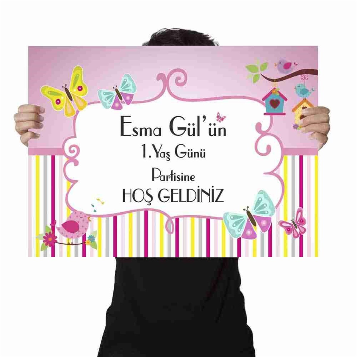 Doğum Günü Puantiyeli Şerit Afişi  