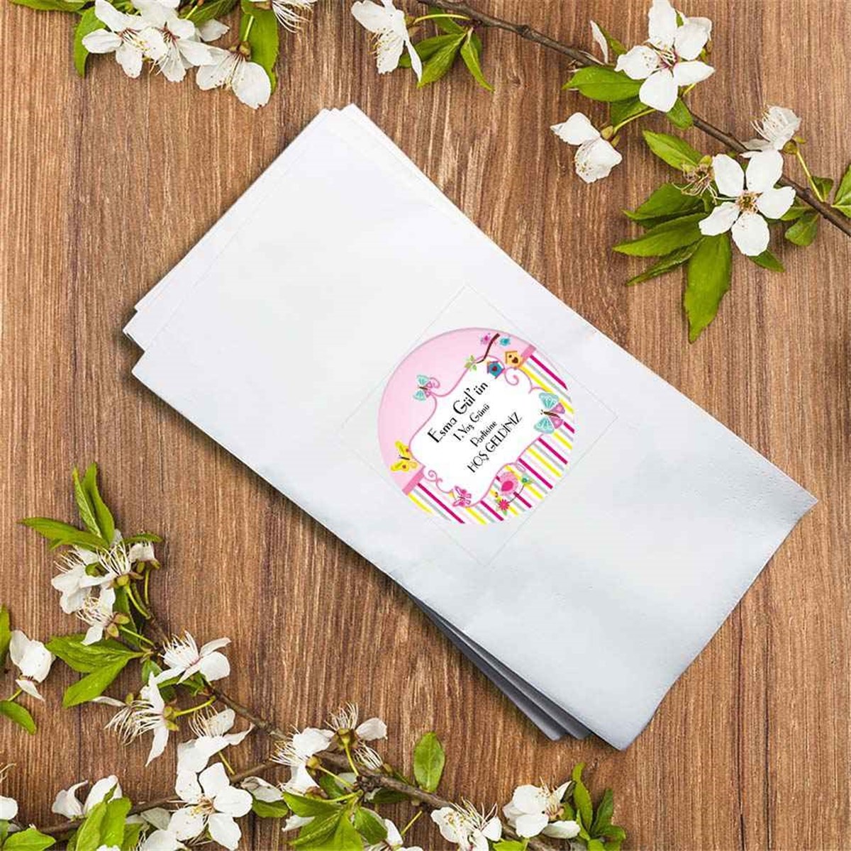 Doğum Günü Puantiyeli Şerit Peçete  