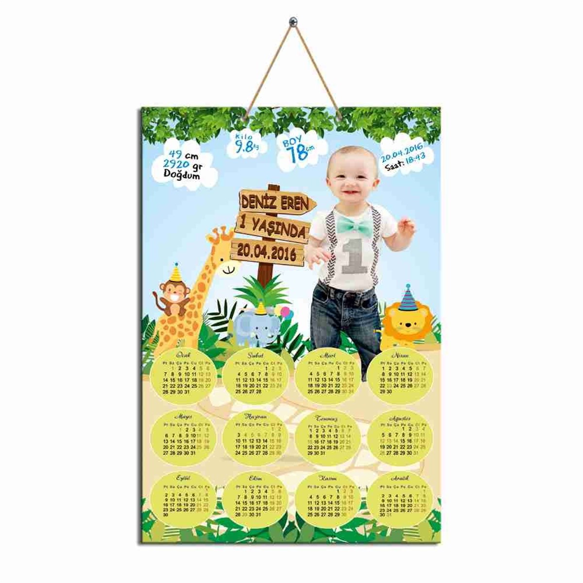 Doğum Günü Safari Karton Takvim 