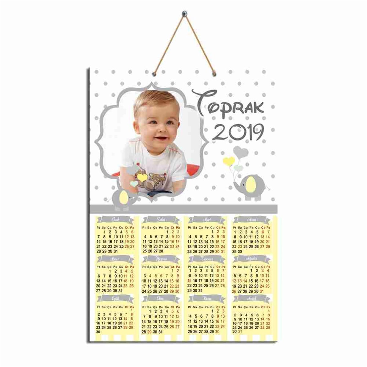 Doğum Günü Sarı Filli Karton Takvim  