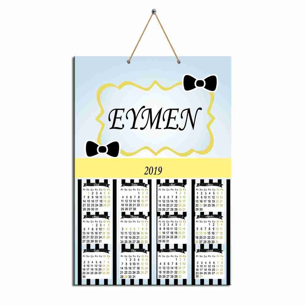 Doğum Günü Siyah Papyon Karton Takvim 