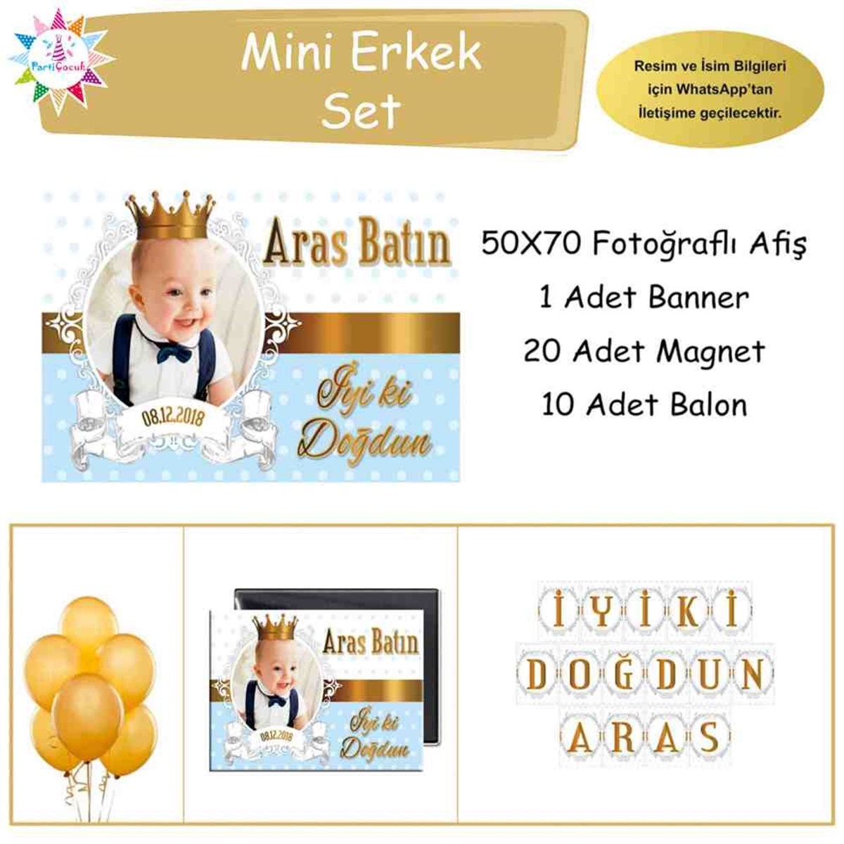 Doğum Günü  Taçlı Gold Konsept Doğum Günü Paketi 