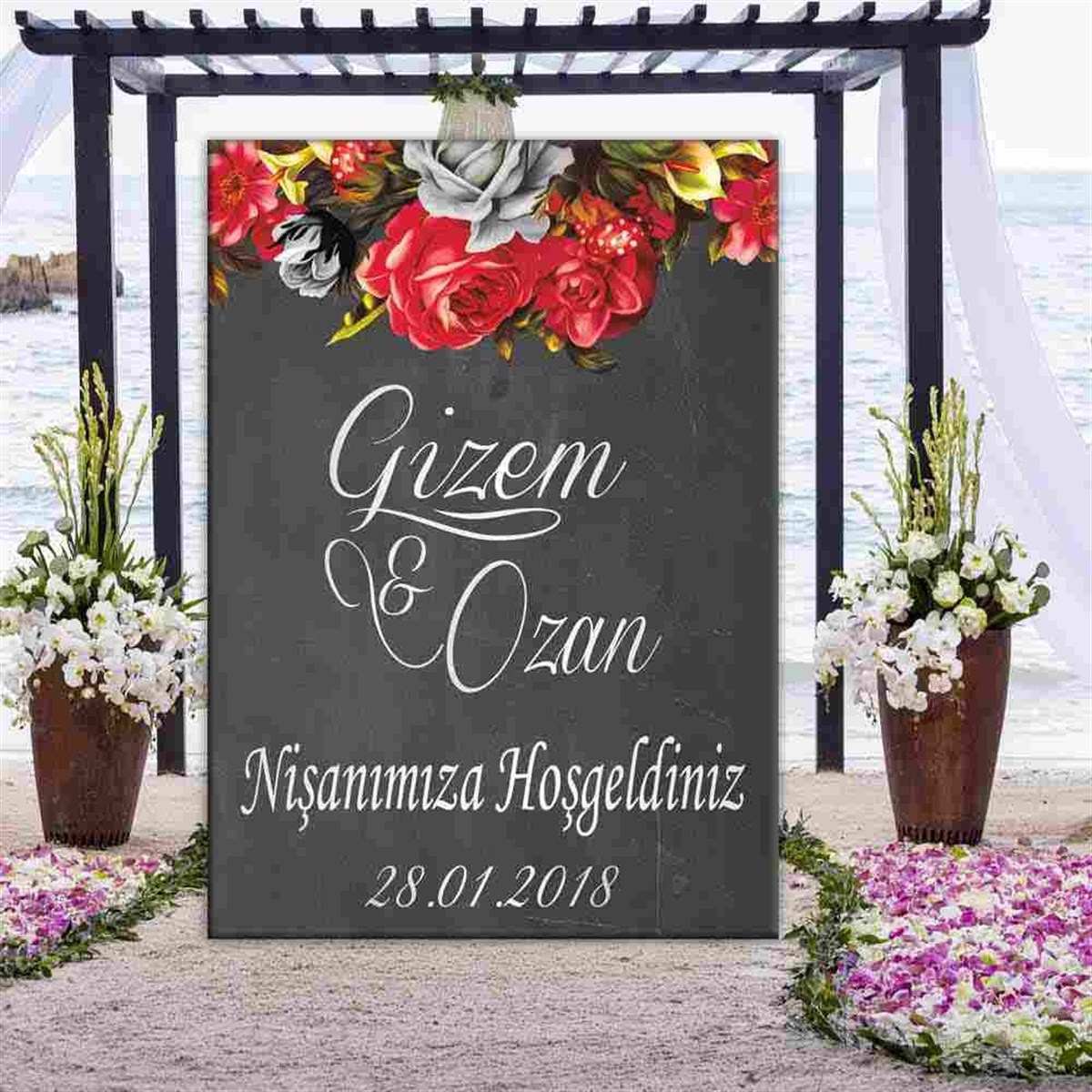 Düğün İçin Masa Süsleme Sert Pano 