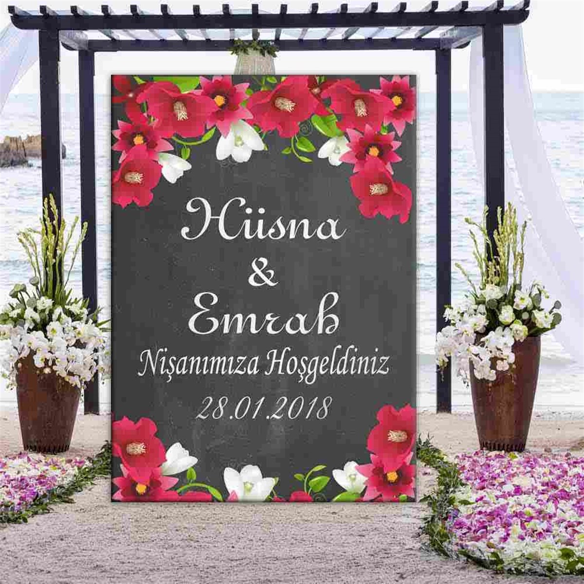 Düğün İsme Özel Karşılama Kapı Süsü 