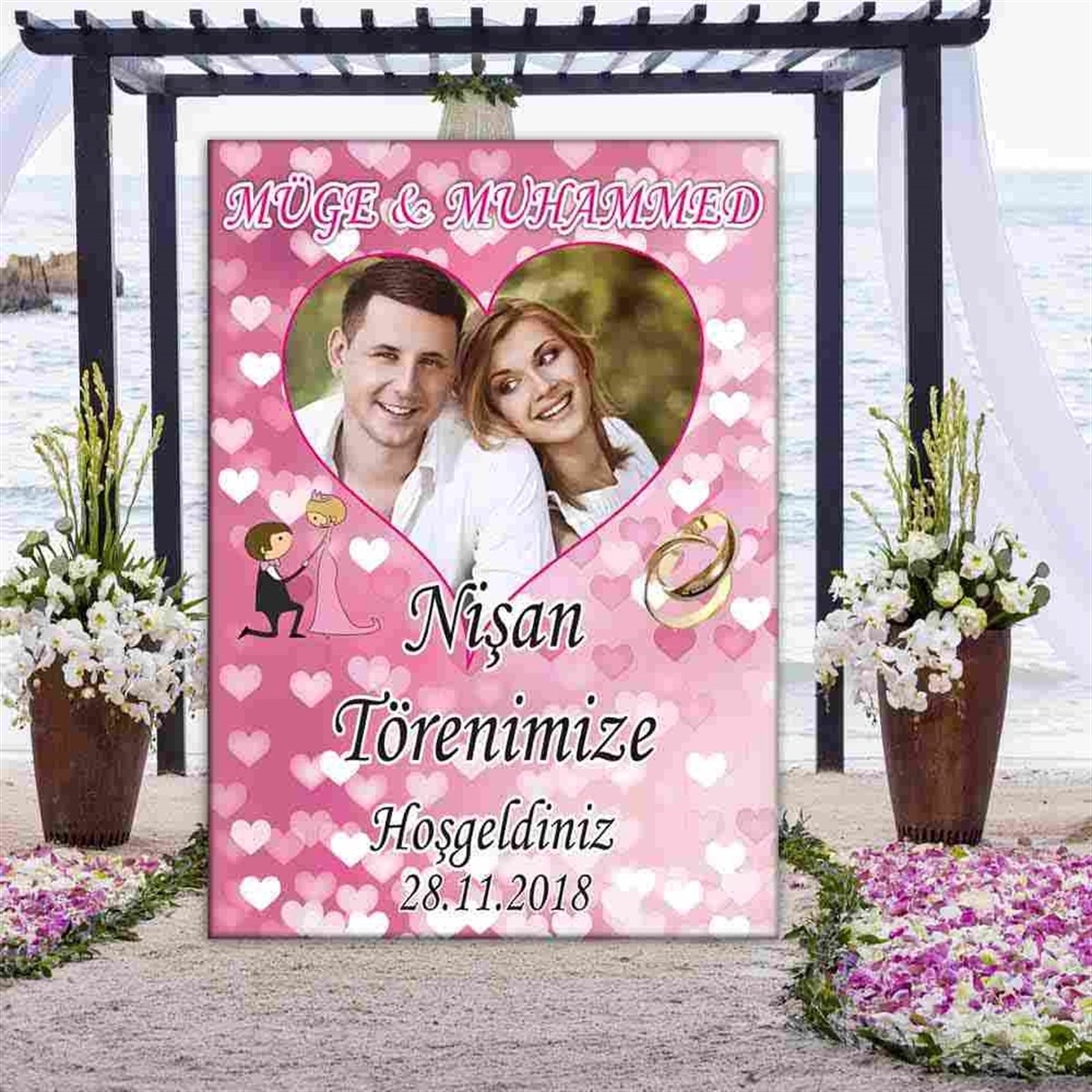 Düğün Resimli İsimli Kapı Pano 