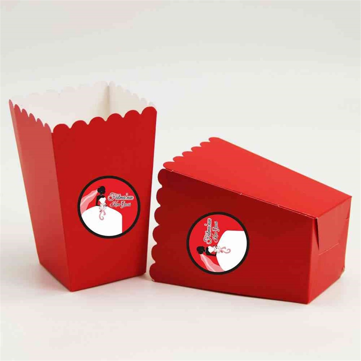 Etiketli Kına Popcorn Kutusu 