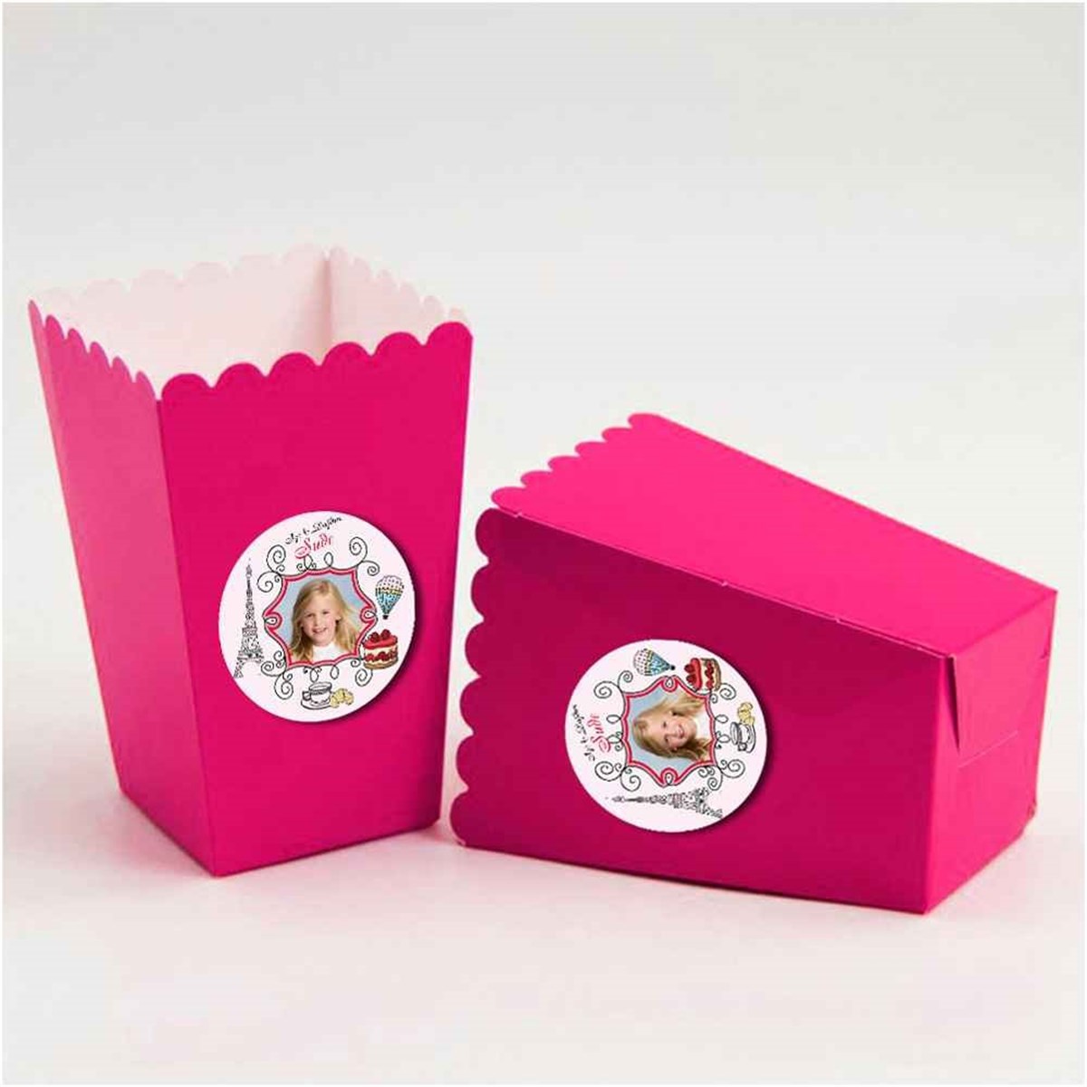 Eyfel Balonlu Konsept Etiketli Popcorn Kutusu 10 Adet 