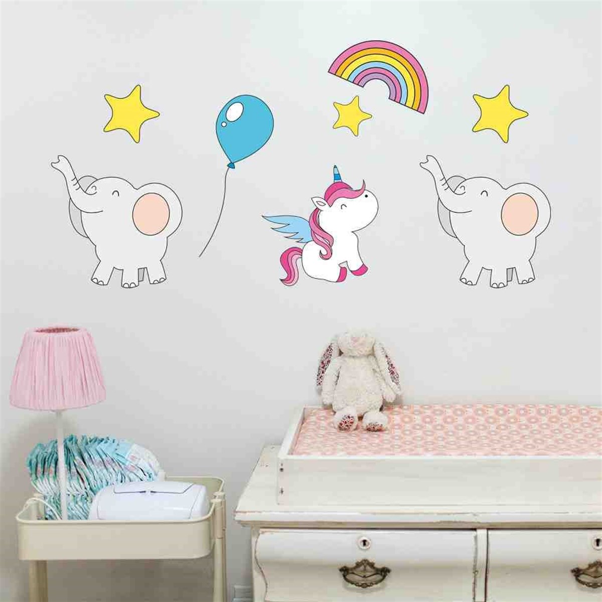 Fil Ve Unicorn Çocuk Odası Sticker 