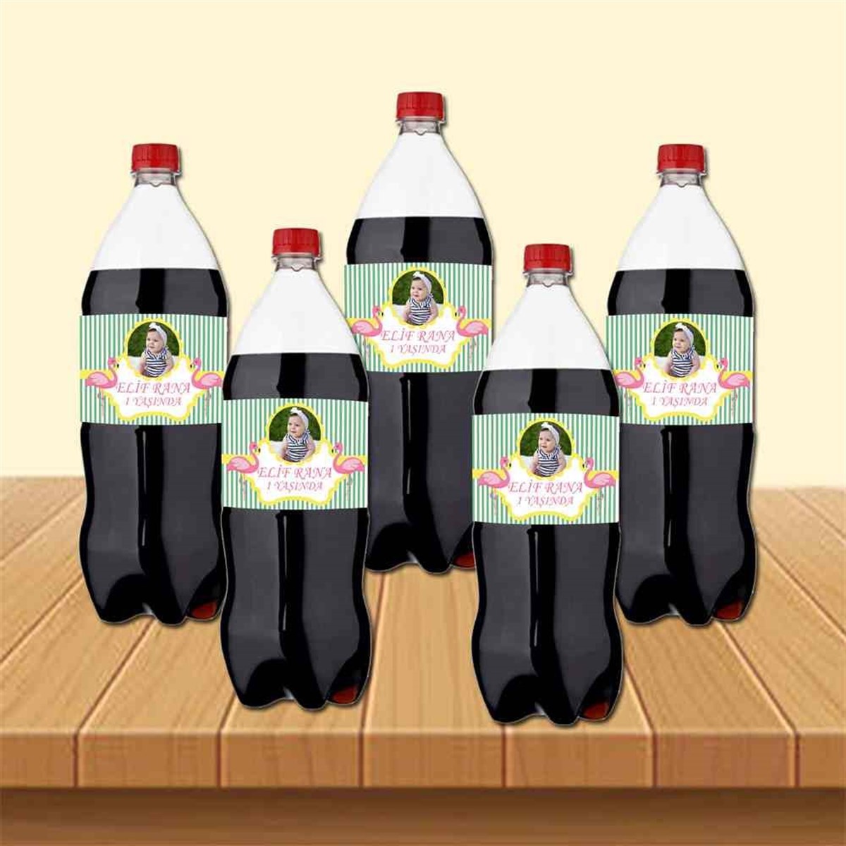 Filamingolu Puantiyeli Cola Şisesi Bandı  