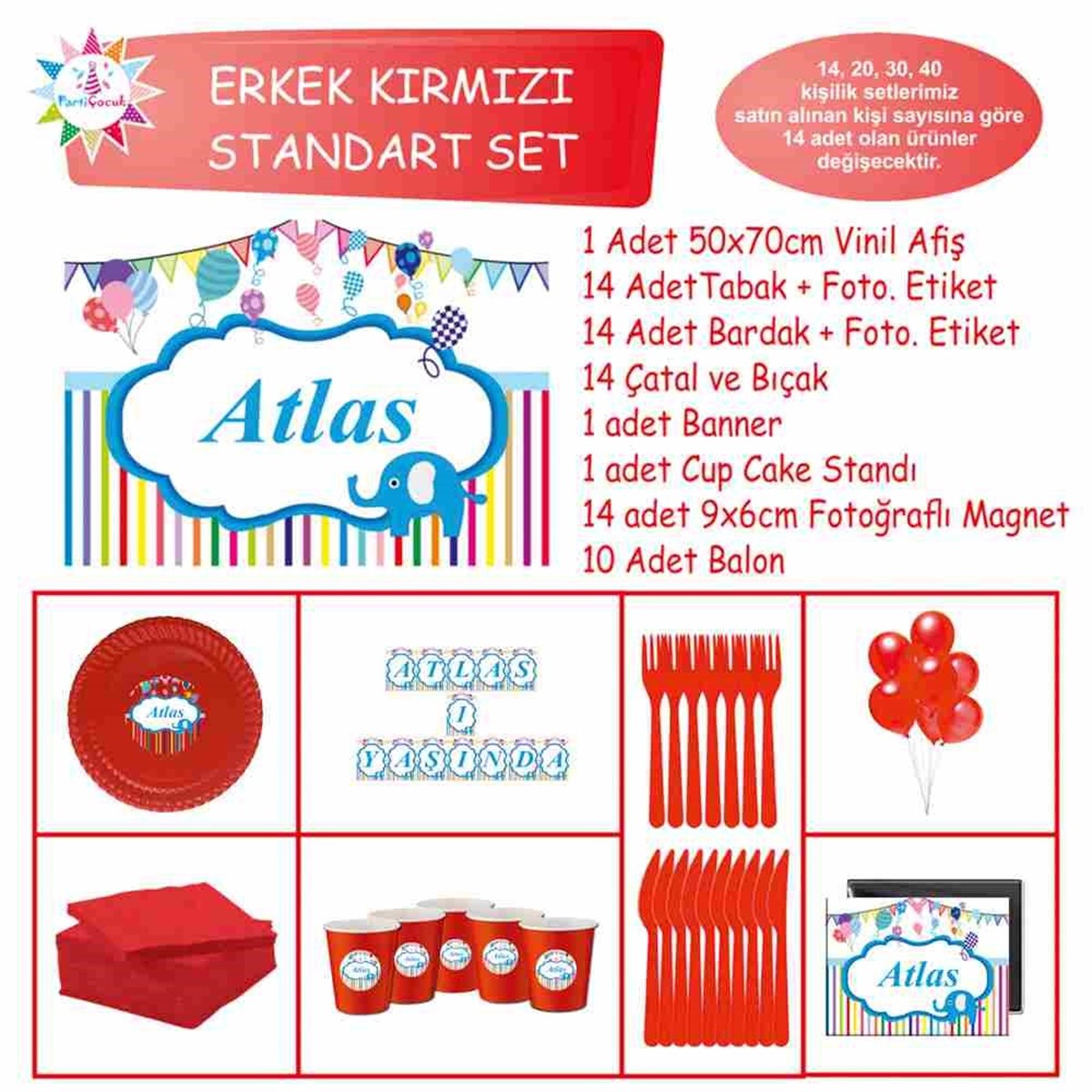 Filli Balonlu Tema Süsleri Paketi Standart Set 