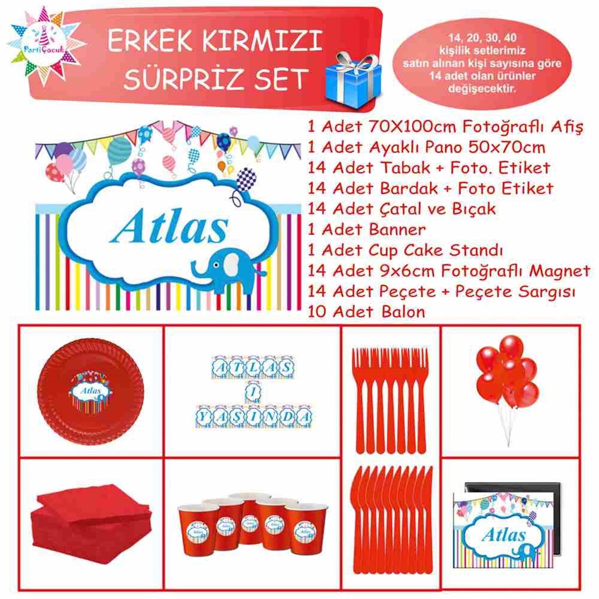 Filli Balonlu Tema Süsleri Paketi Süpriz Set 