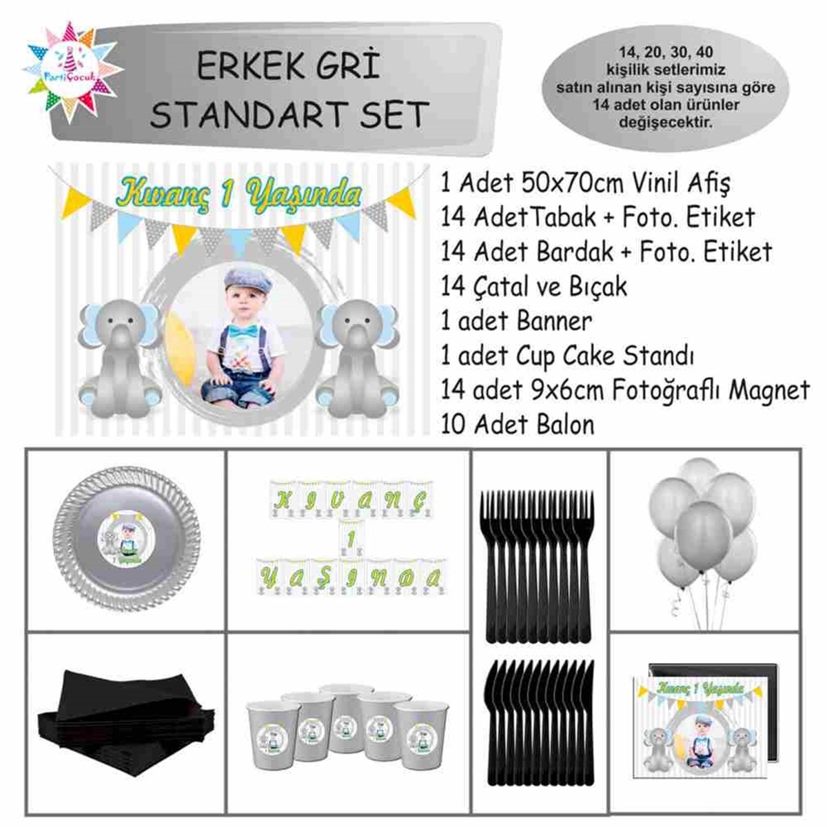 Filli Bayraklı Parti Malzemeleri Standart Set 
