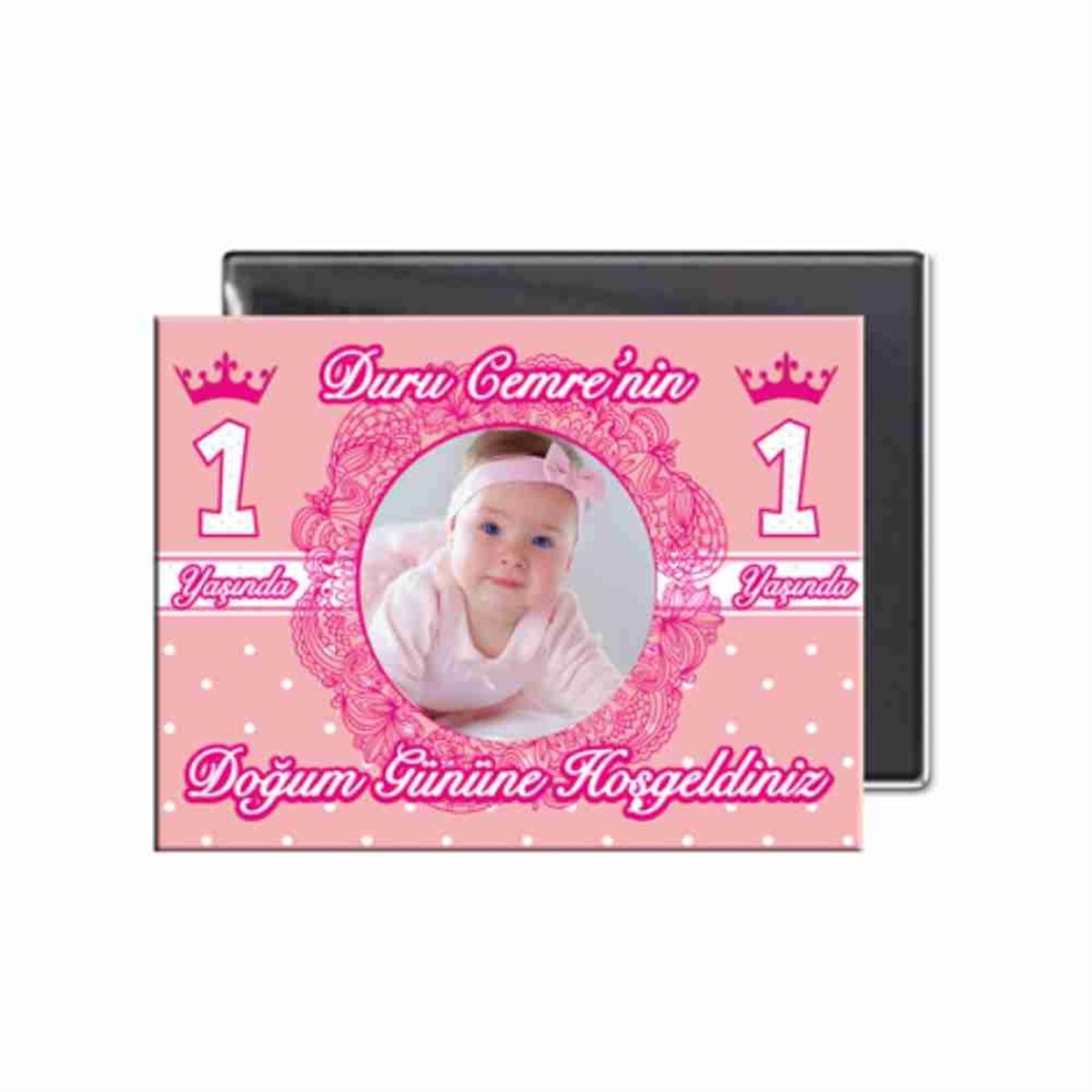 Fuşya Taç Buzdolabı Magneti  