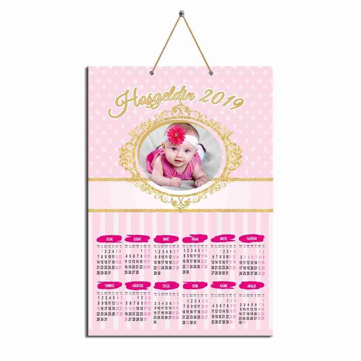 Gold Çerçeveli Karton Takvim 