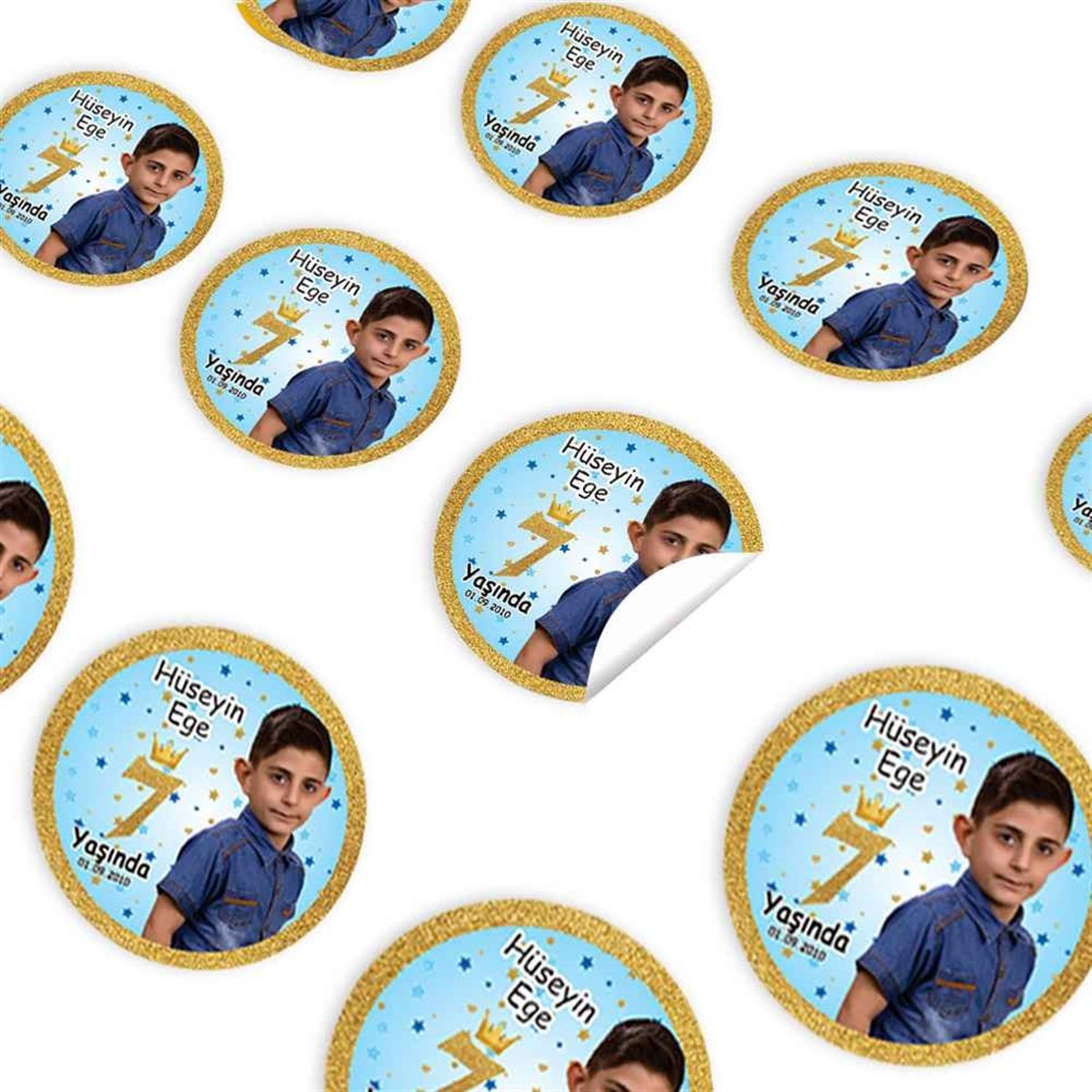 Gold Çerçeveli Taçlı Konsept Sticker 30 Adet 