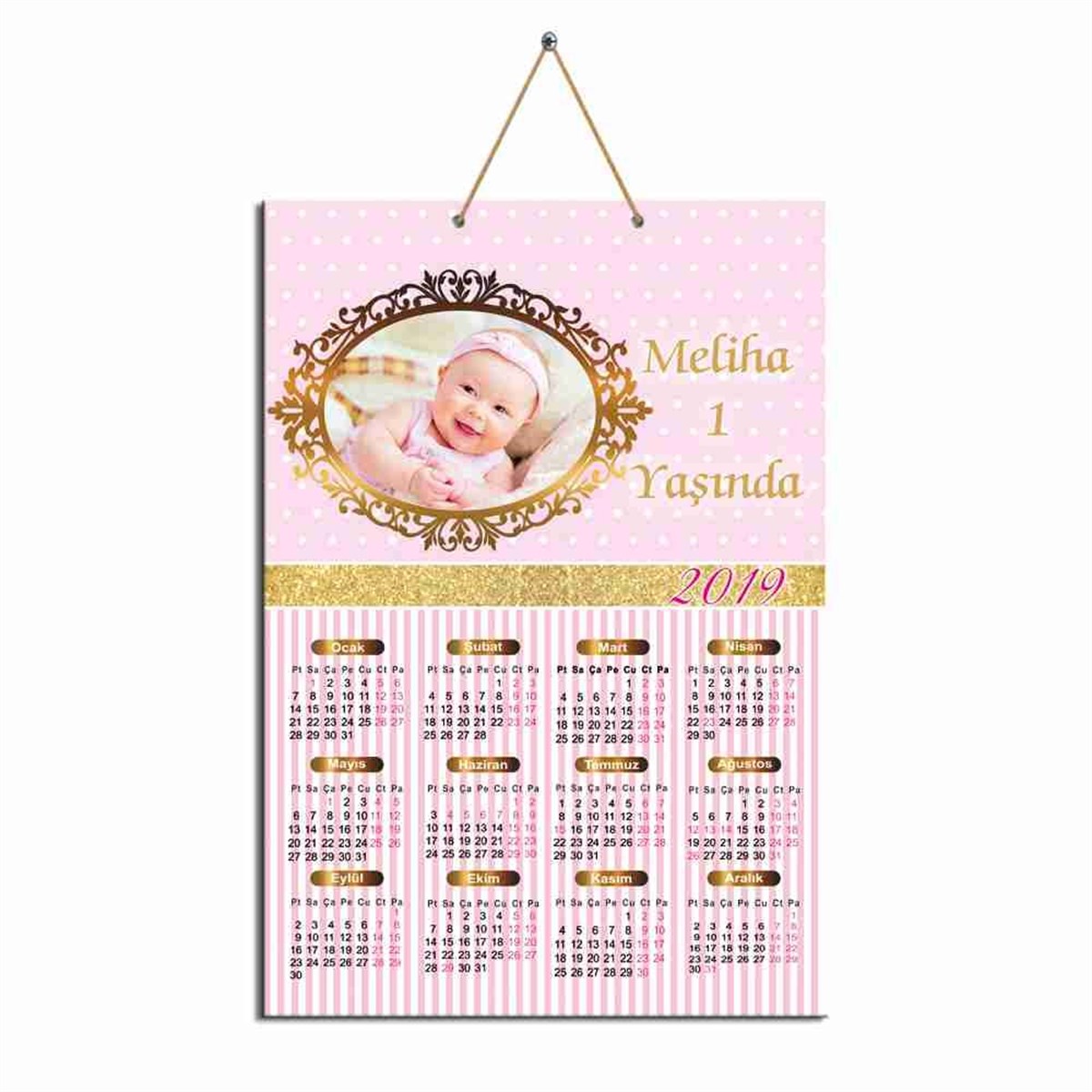 Gold Dikey Karton Takvim  