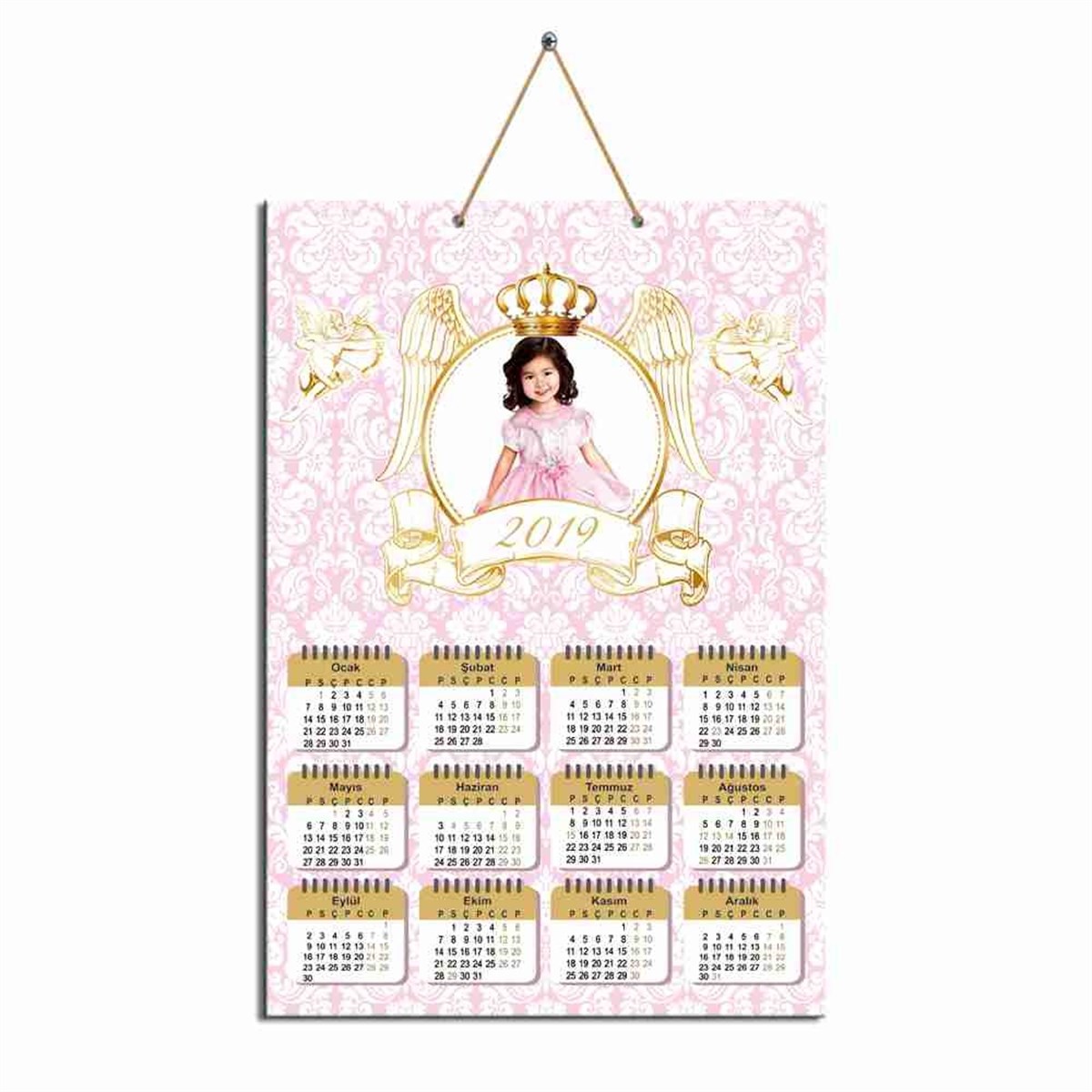 Gold Melek Karton Takvim  