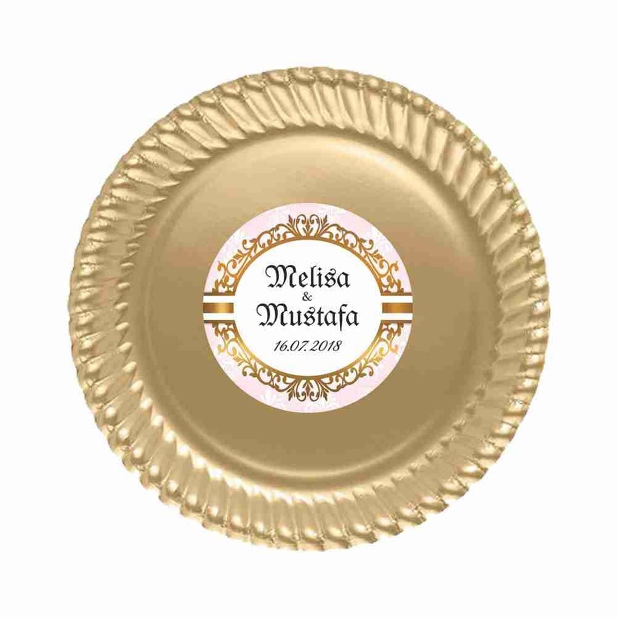 Gold Nişan Konsepti Etiketli Tabak 