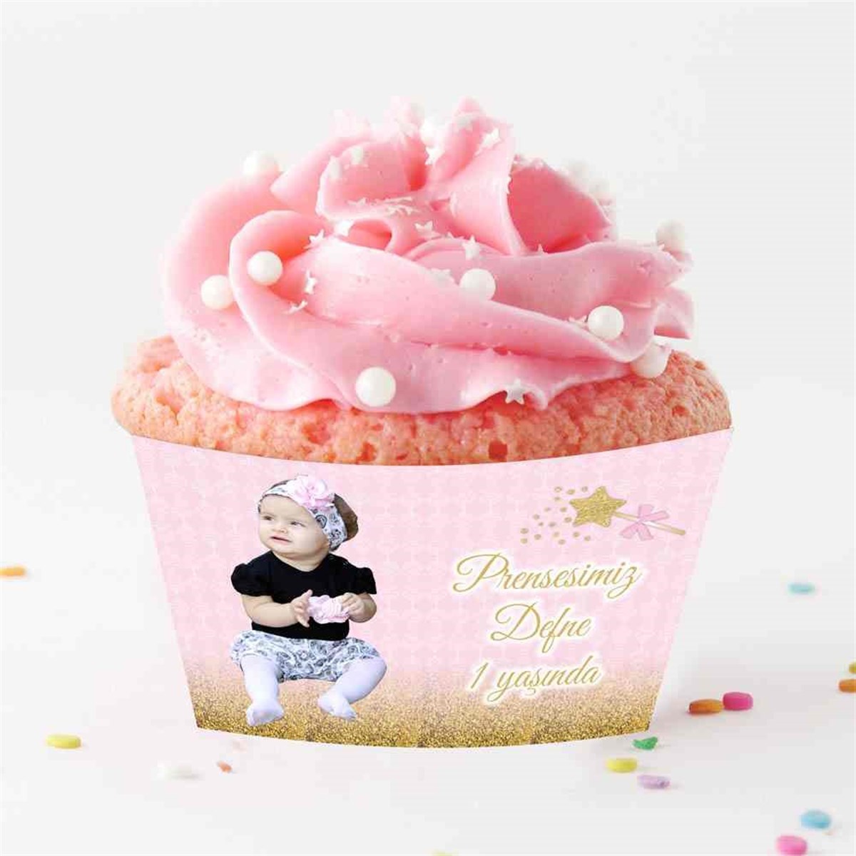 Gold Simli Cupcake Sargısı  
