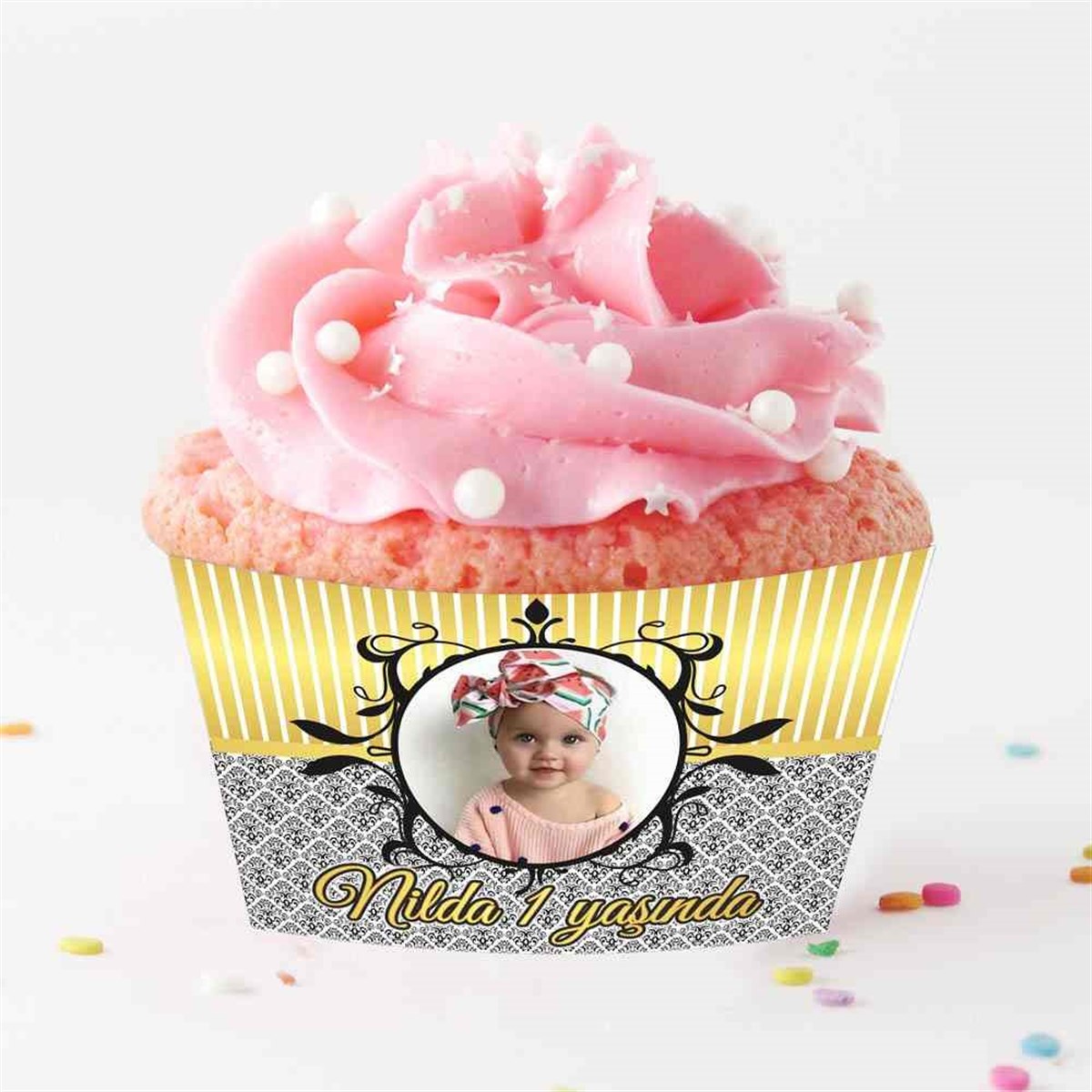 Gold Siyah Cupcake Sargısı  