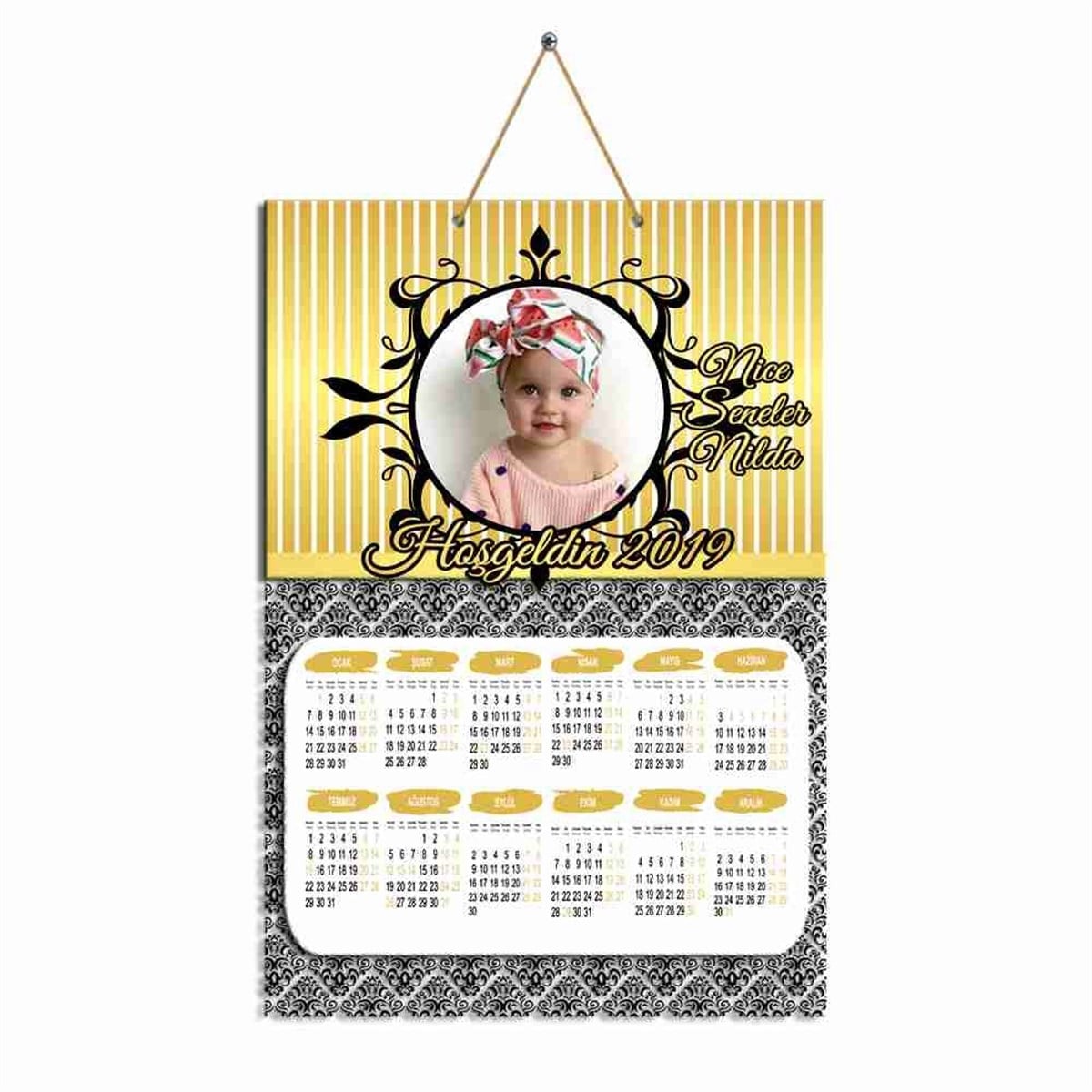 Gold Siyah Karton Takvim  