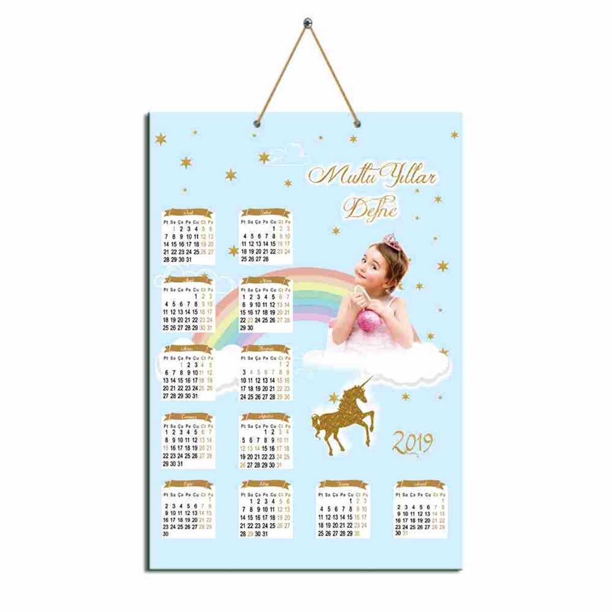Gold Unicorn Karton Takvim 