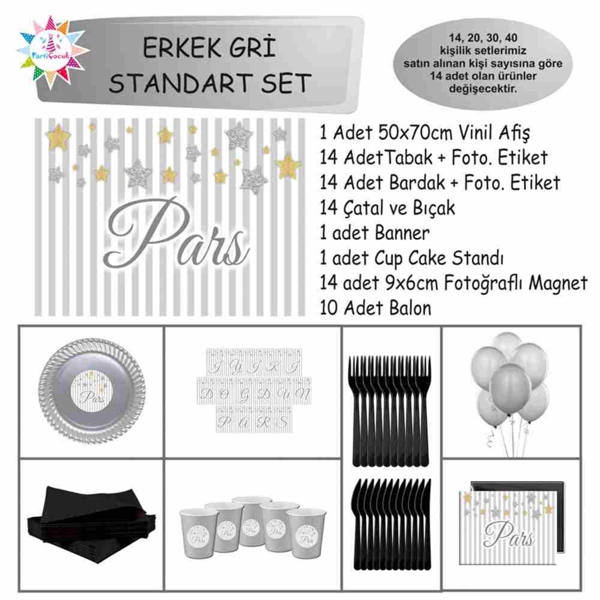 Gold ve Gümüşlü Yıldız Konsept Standart Set 