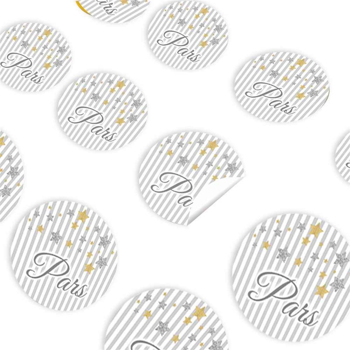 Gold ve Gümüşlü Yıldız Konsept Sticker 30 Adet 